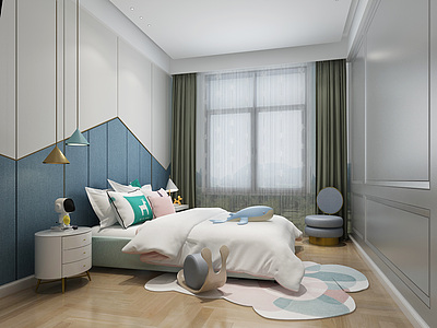 北欧儿童房吊灯儿童床模型3d模型