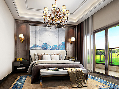 3d传统中式卧室模型