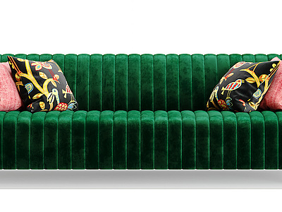 3d新中式双人沙发抱枕组合模型