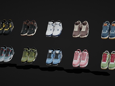 3d休闲鞋子组合Nike休闲鞋模型