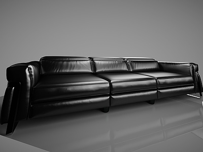 3d欧式黑色皮革沙发模型