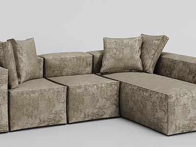 绒布沙发模型3d模型
