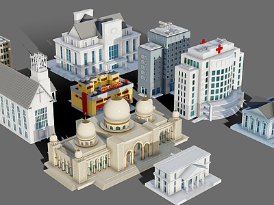 3d欧式办公楼医院模型