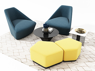 3d休闲沙发凳组合模型