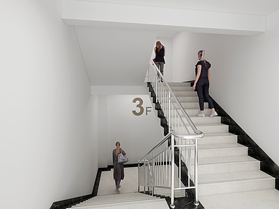 3d楼梯间扶手模型
