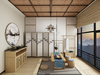 3d日式茶室模型