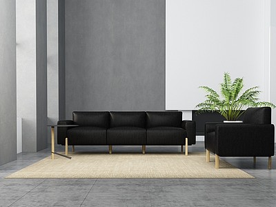3d黑色沙发组合模型