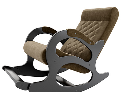 3d美式躺椅摇椅休闲椅模型