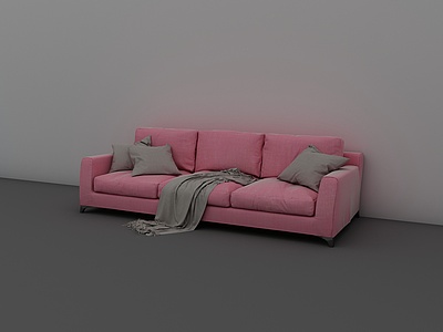 3d简约布艺三人沙发模型