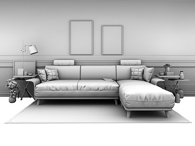 3d北欧沙发组合模型