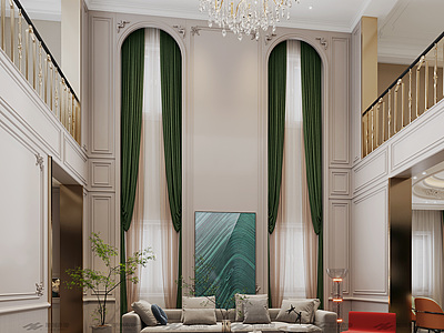 3d法式别墅客厅模型