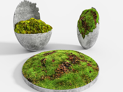 3d苔藓盆景模型