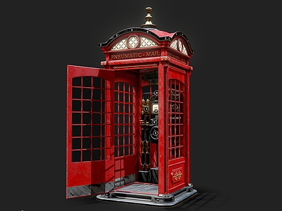 3d电话亭模型