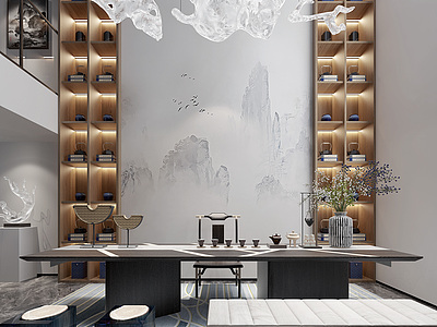 3d新中式茶室模型