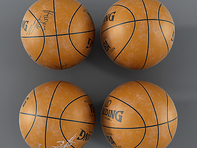 3d篮球组合运动物品模型