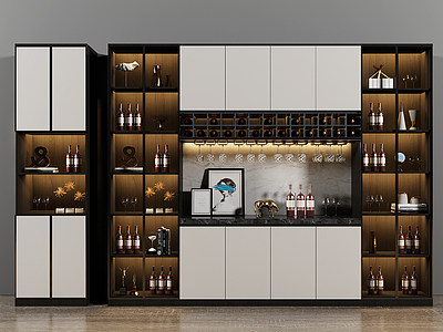 3d现代酒柜橱柜模型