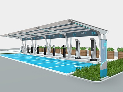 3d工业设备新能源车充电站模型