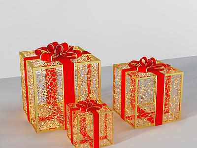3d圣诞礼物礼品包装盒装饰灯模型