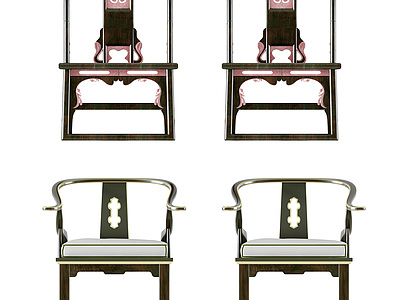 3d中式古典实木红木椅子模型