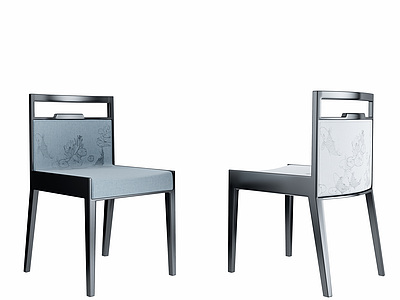 3d新中式餐椅组合模型