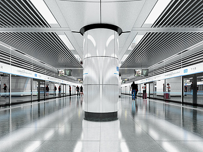 3d现代地铁站台模型