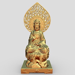 中式佛像摆件观音菩萨雕塑3d模型