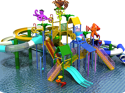 3d大型水上乐园儿童乐园模型