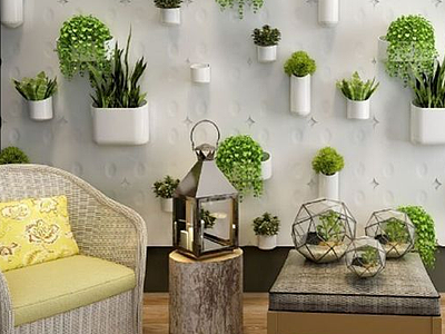 3d植物装饰墙模型