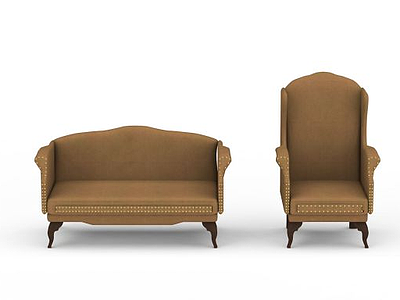 铆钉装饰现代沙发组合模型3d模型