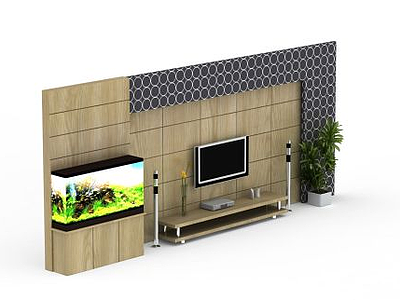3d客厅电视背景墙模型