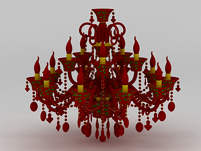 红色吊灯模型3d模型