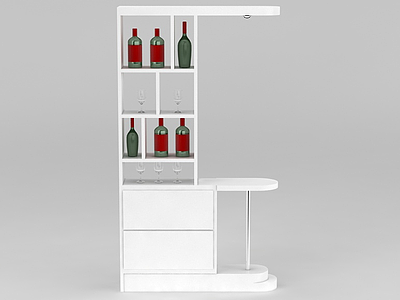 3d现代白色边柜酒柜免费模型
