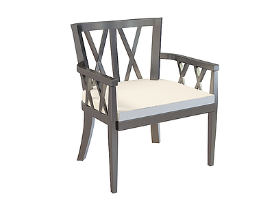 3d新中式黑木椅子模型