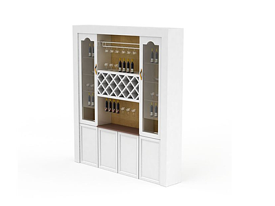 3d现代白色雕花酒柜免费模型