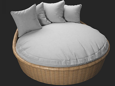 3d北欧床式圆形沙发模型