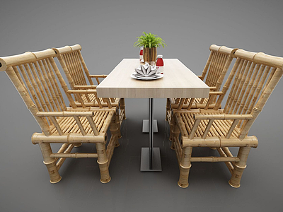 3d竹椅模型