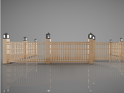 中式围栏模型