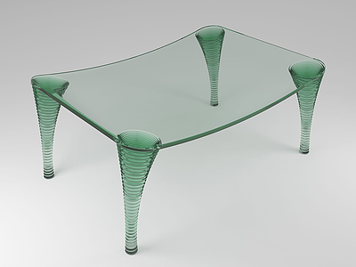 3d现代玻璃茶几桌模型