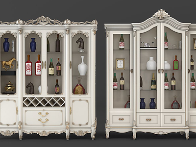 欧式法式雕花酒柜模型