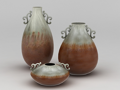 双色陶瓷艺术花瓶模型