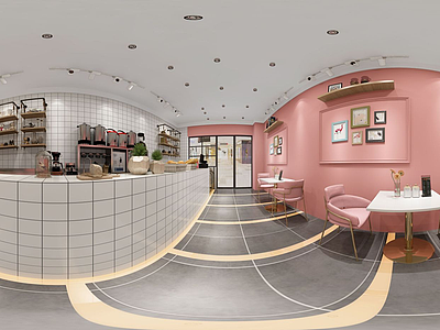 面包咖啡奶茶店全景模型3d模型