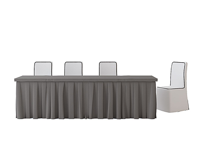 3d会议桌椅组模型