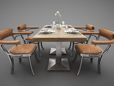 3d餐桌餐厅桌椅模型
