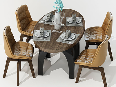 3d北欧休闲桌椅餐桌椅模型