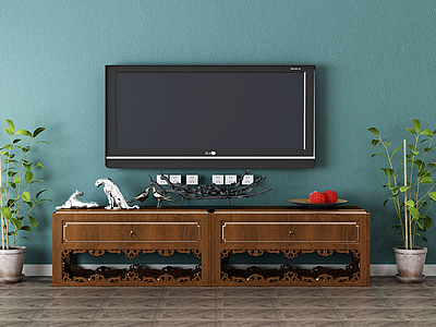 电视柜实木模型3d模型