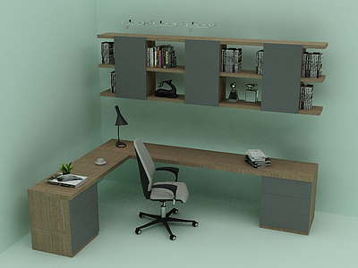 3d书柜写字桌模型