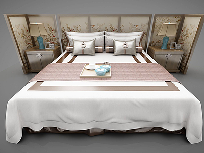 床头柜台灯组合模型3d模型