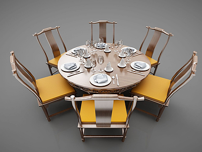 3d餐桌组合模型