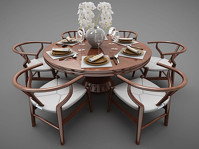 新中市风格餐桌家具模型