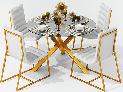 3d现代休闲桌椅餐桌椅模型